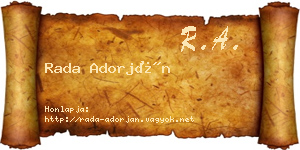 Rada Adorján névjegykártya